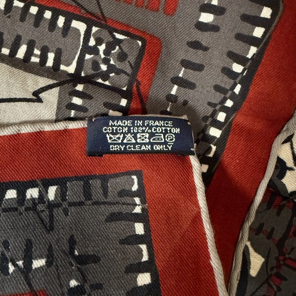 Vintage Hermès Carré 65 Cotton Scarf – Anthracite/Marine/Red – With Box - Picture 3 of 9